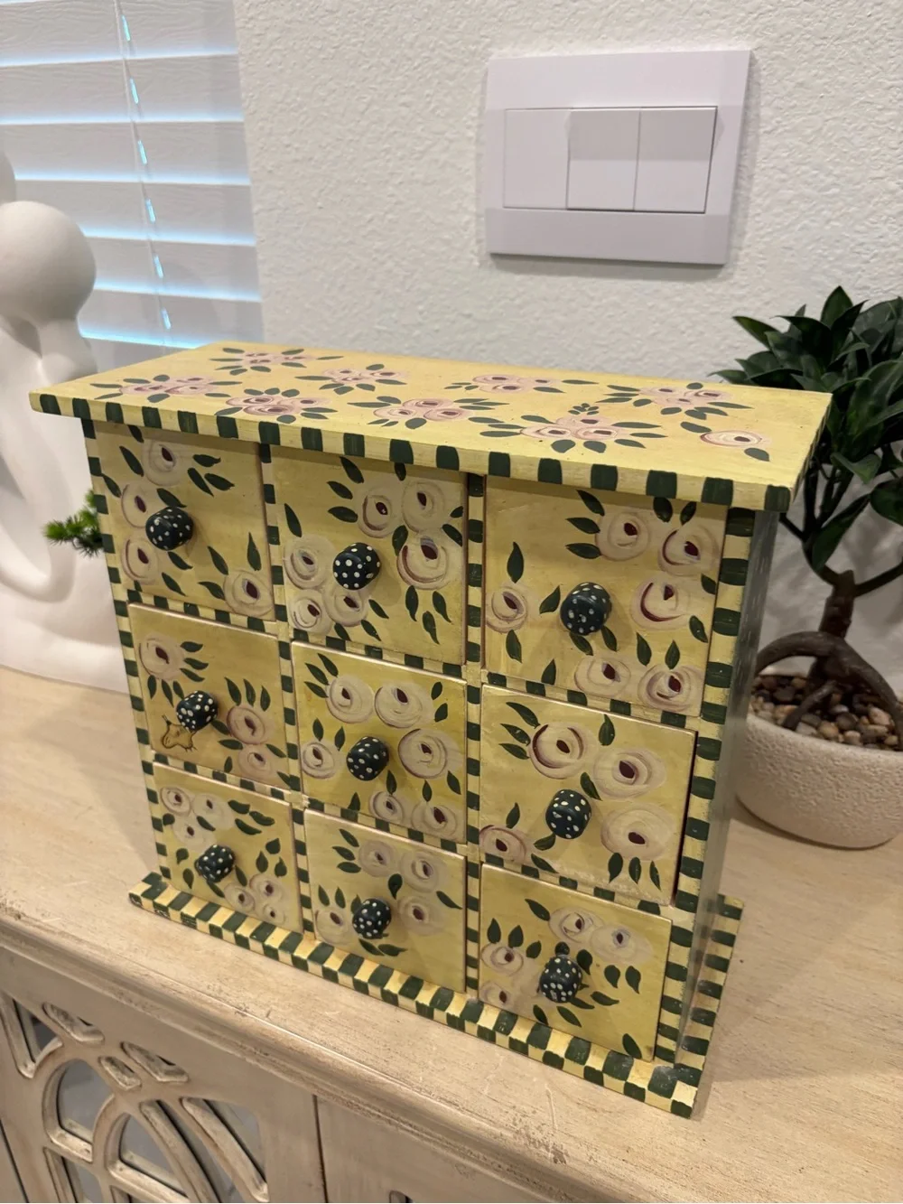 Custom Hand-Painted Floral Jewelry Drawer Organizer Box